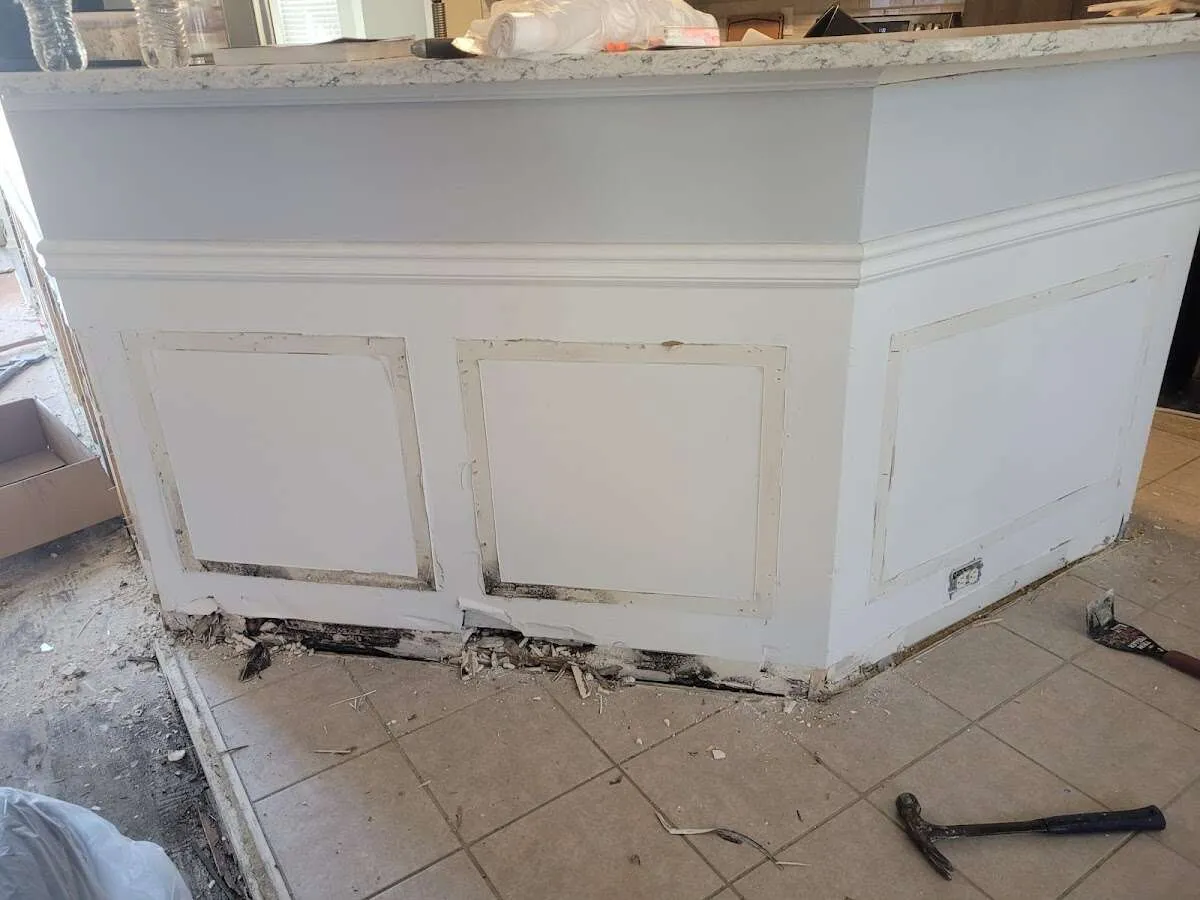 Water damage and mold on kitchen during Storm Damage Restoration in Batesburg-Leesville
